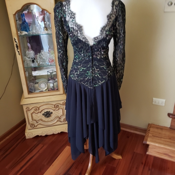 CASADEI | BLACK SEQUIN HANDKERCHIEF HEM MIDI DRESS - Picture 11 of 15